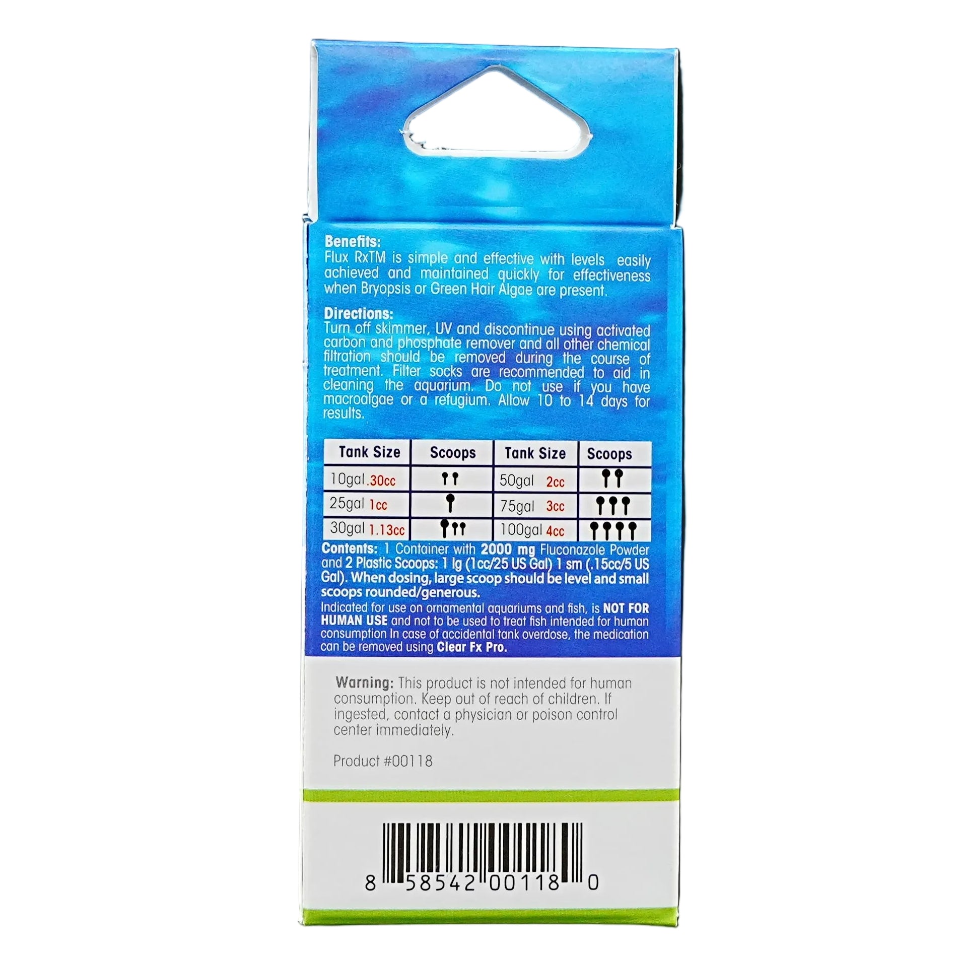 Flux Rx (Fluconazole) Bryopsis or Green Hair Algae Treatment