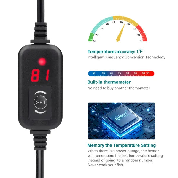 hygger Submersible Aquarium Heater with Temperature Controller for up to 20/26/40/48 Gallons