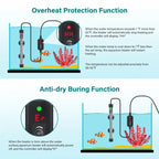 hygger Submersible Aquarium Heater with Temperature Controller for up to 20/26/40/48 Gallons