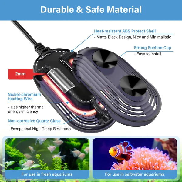 hygger Small Aquarium Heater, for up to 25 Gallon Betta/Turtle/Small Fish Tanks
