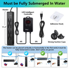 hygger Submersible Fish Tank Heater with Digital LED Controller, and Multiful Functions for Saltwater & Freshwater