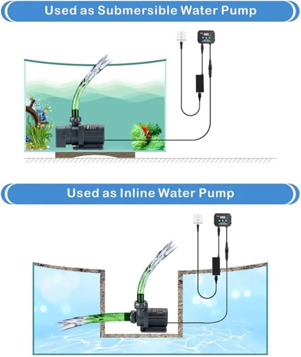 hygger Submersible and External Water Pump for Fish Tanks, Aquariums, Ponds, Fountains, Sump, Hydroponics